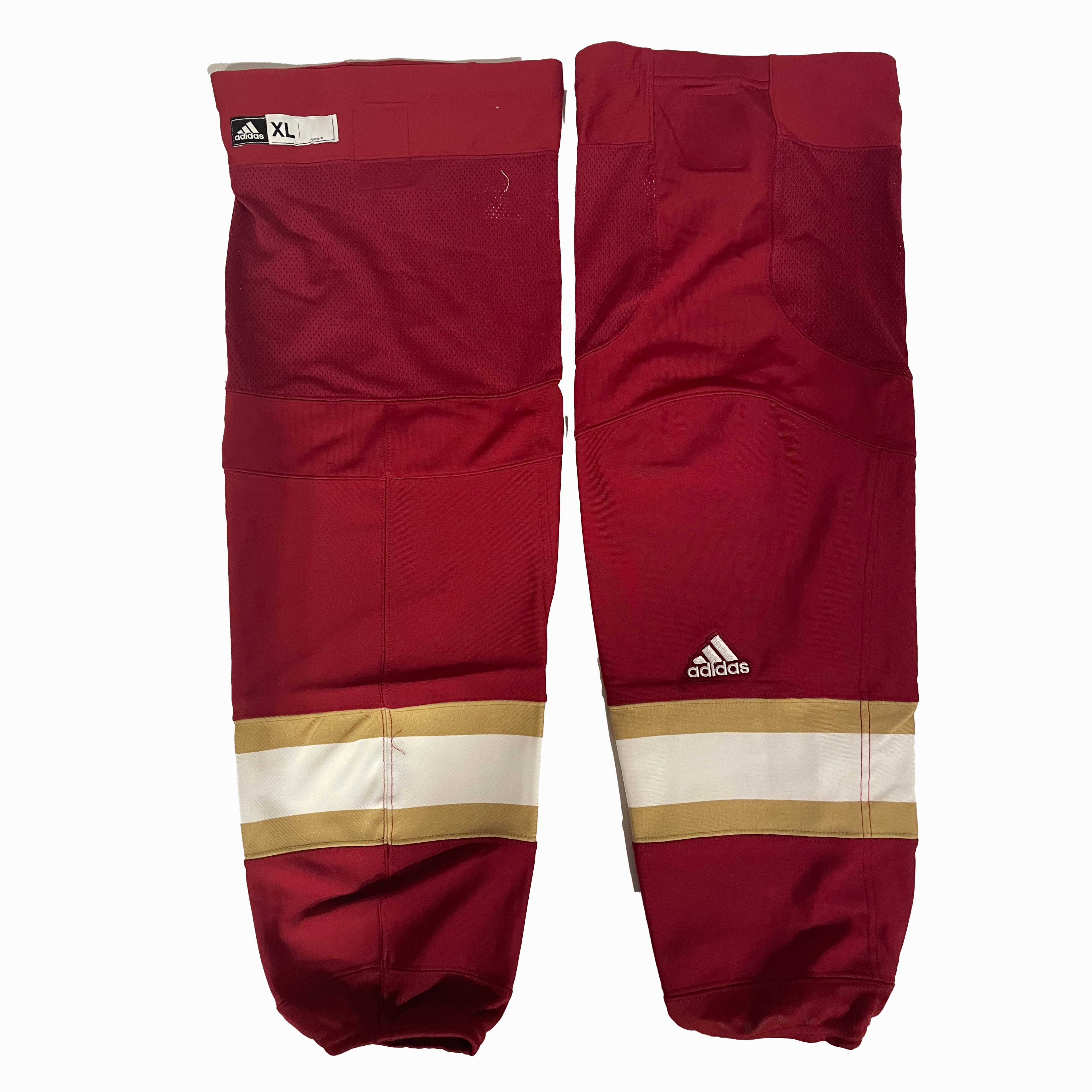 NCAA - Nouvelles chaussettes de hockey Adidas (rouge/blanc/or)